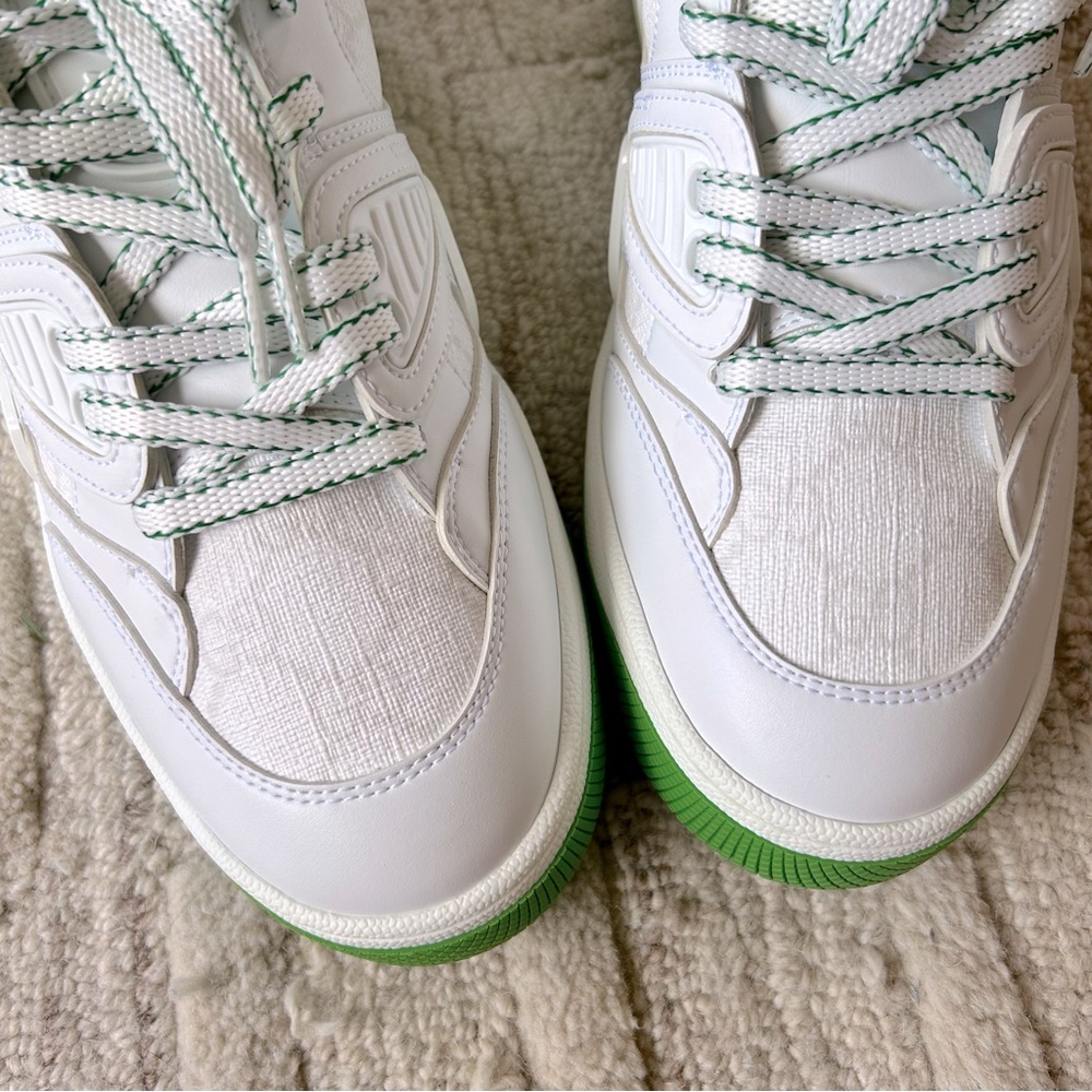 NIB Authentic Gucci GG Plus & Leather Basket Low Top Sneakers White Green 38 - Picture 3 of 9
